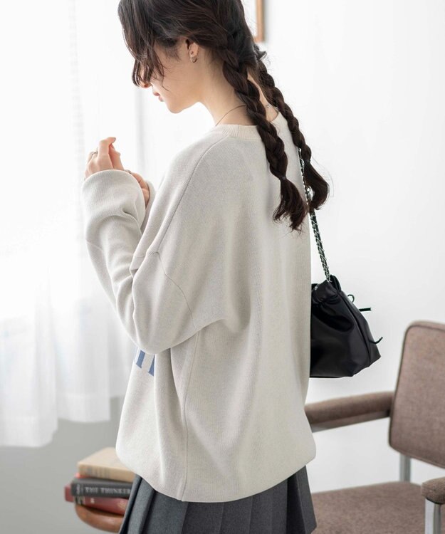 WEGO ロゴジャガードニットプルオーバー ホワイトアイボリー