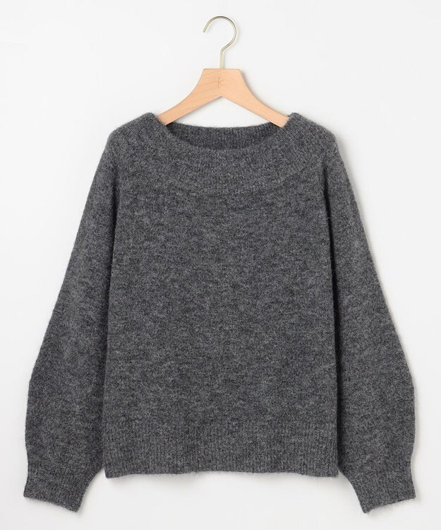 組曲 L へアリーヤーンボートネック ニット チャコールグレー系