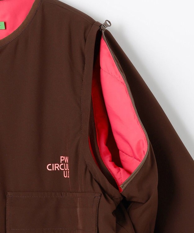 PW CIRCULUS 【撥水加工 / ストレッチ】【WOMEN】デタッチャブルキルティング中綿ブルゾン ゴルフウェア レディース ダークブラウン系