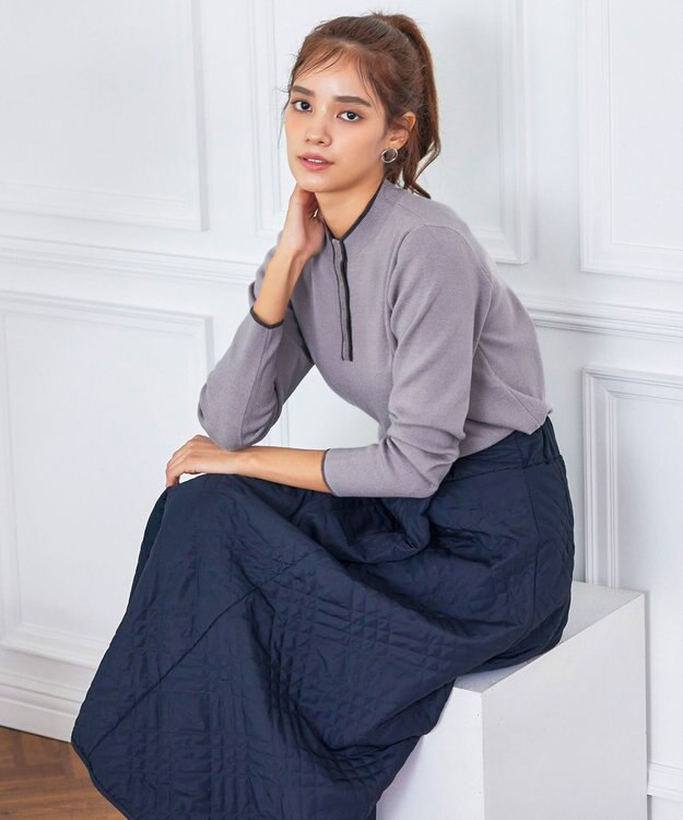 Tiaclasse ミモレ丈中綿スカート ネイビー