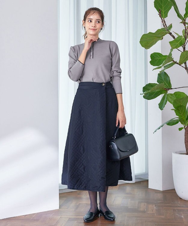 Tiaclasse ミモレ丈中綿スカート ネイビー
