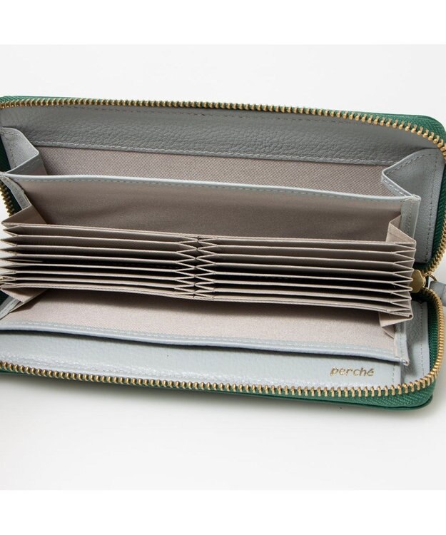 UNBILLION ペルケ perche / ドット型押し・ジャバラカード長財布 グリーン