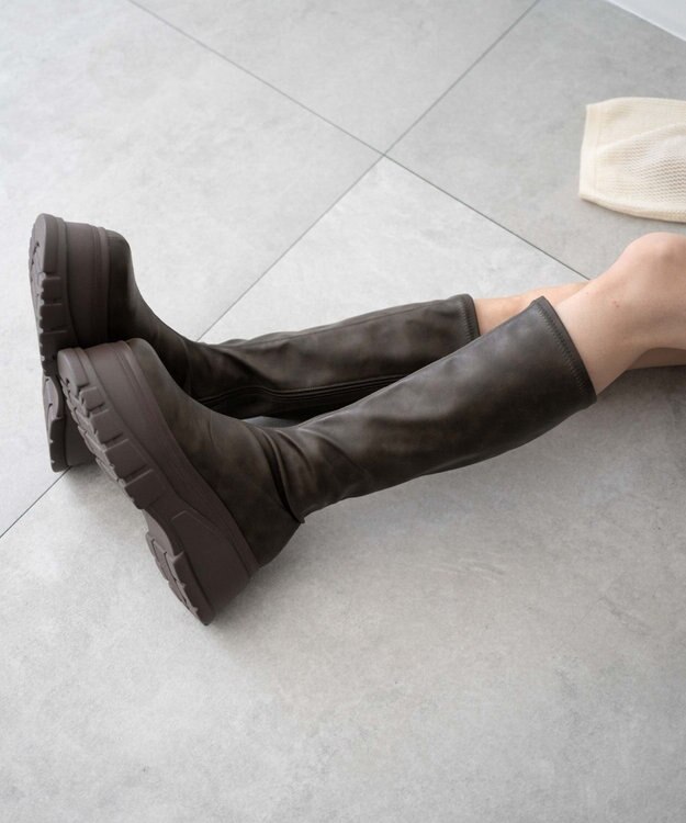 WEGO 厚底ボリュームロングブーツ ブラウン