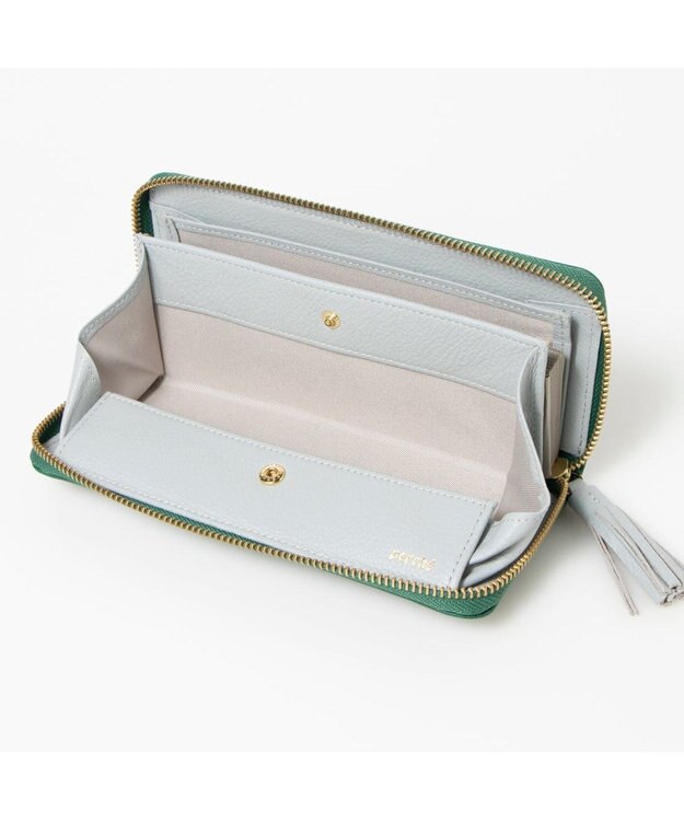 UNBILLION ペルケ perche / ドット型押し・ジャバラカード長財布 グリーン