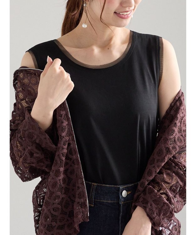 Te chichi チュールトリムタンクトップ ブラック