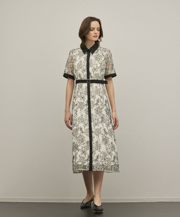 GRACE CONTINENTAL フラワーコード刺繍ワンピース キナリ