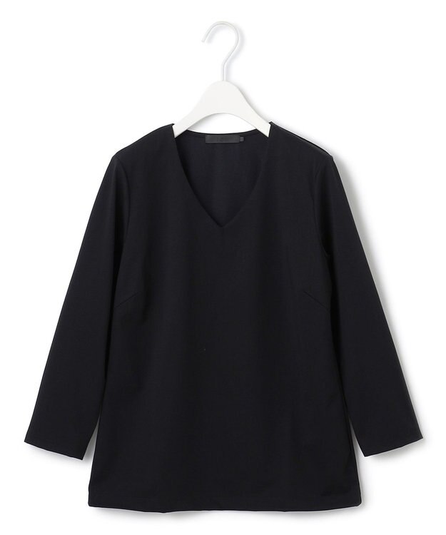 ICB 【洗える】スーペリアジャージー Vネックプルオーバー ブラック系