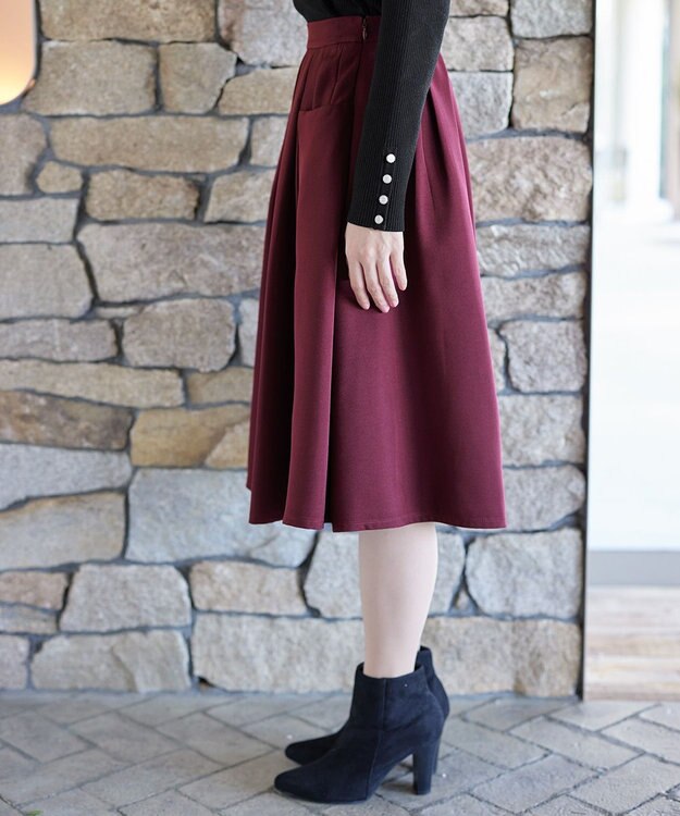 Tiaclasse ポケットフレアスカート ボルドー