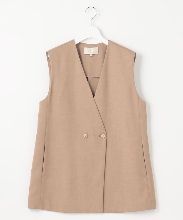 自由区 L 【接触冷感・速乾・UVケア・撥水・防シワ】リネンライクツィル ジレ キャメル系