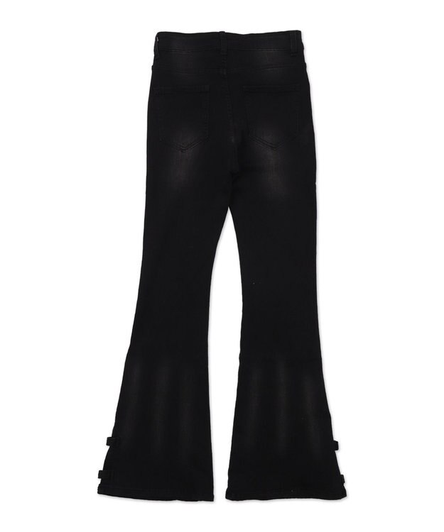 WEGO デザインスリットストレッチフレアデニム ブラック