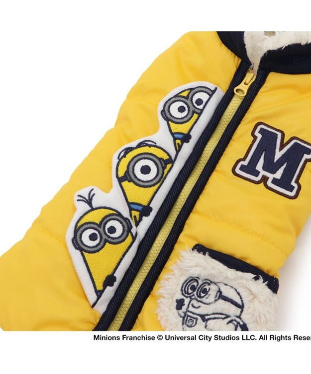 PET PARADISE ミニオン 背中開き 遠赤外線 綿入り ベスト ジップアップ 小型犬 黄