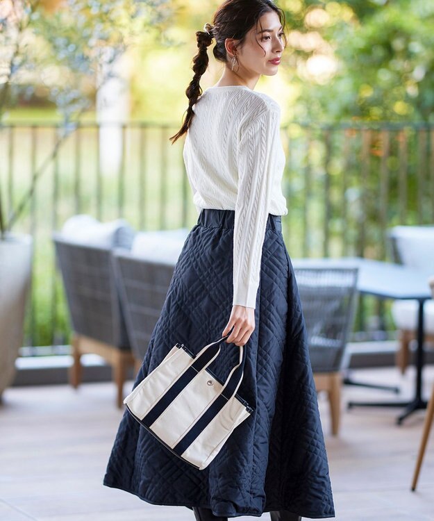 Tiaclasse ミモレ丈中綿スカート ネイビー