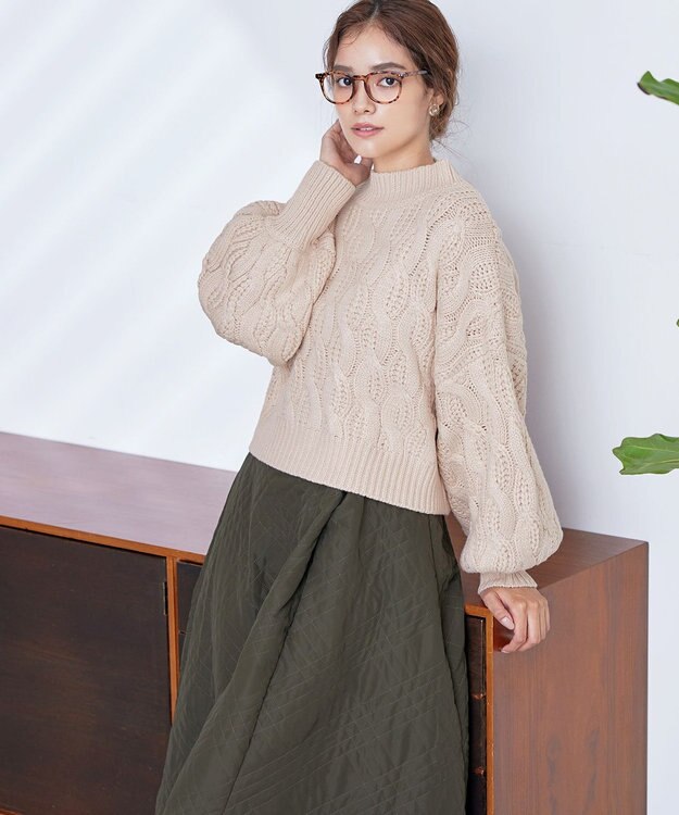 Tiaclasse ミモレ丈中綿スカート カーキ