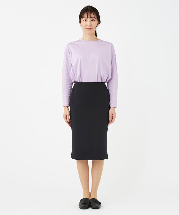 KASHIYAMA 【抗菌繊維】スタイリッシュジャージー ロングスカート ブラック