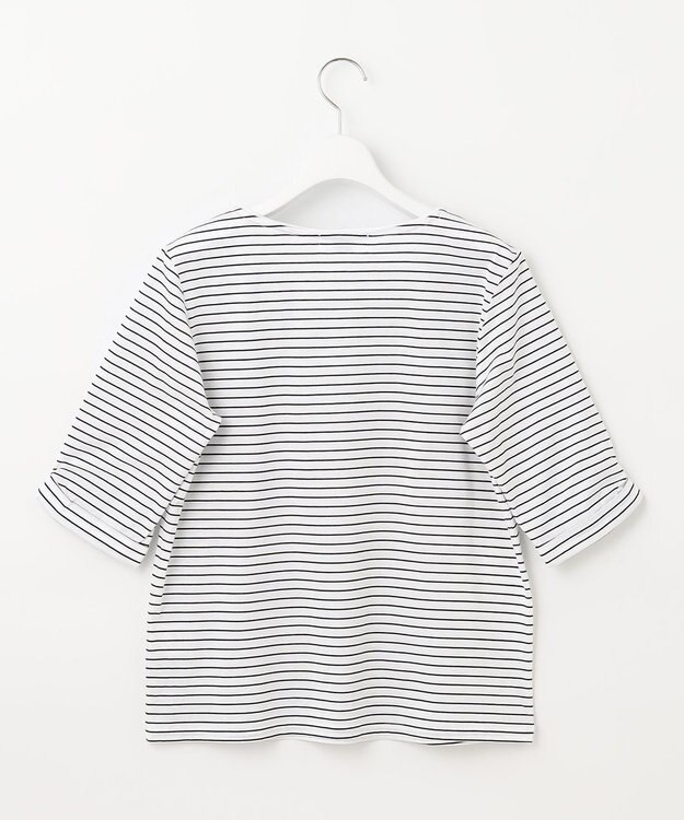 J.PRESS LADIES 【接触冷感・UVケア】 スムースジャージー タックスリーブ ボーダー カットソー ネイビー系1