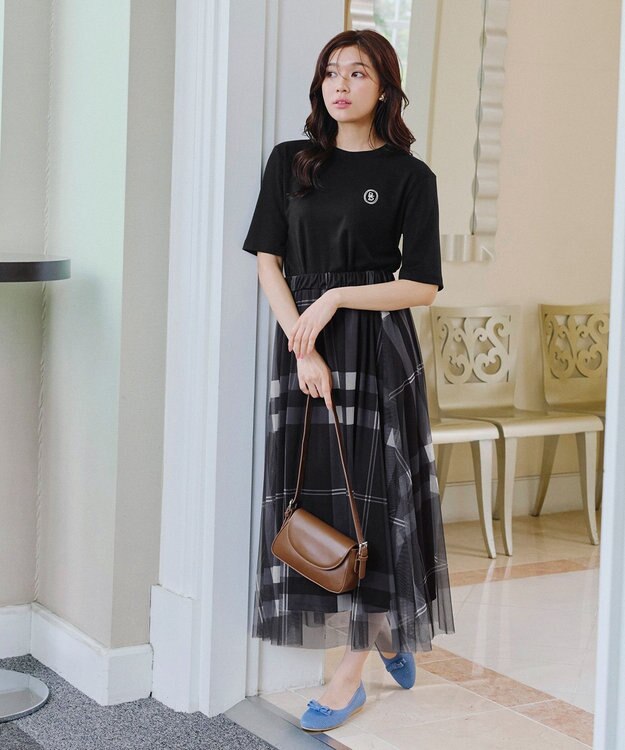 Tiaclasse 【洗える】刺繍ロゴカットソーTシャツ ブラック