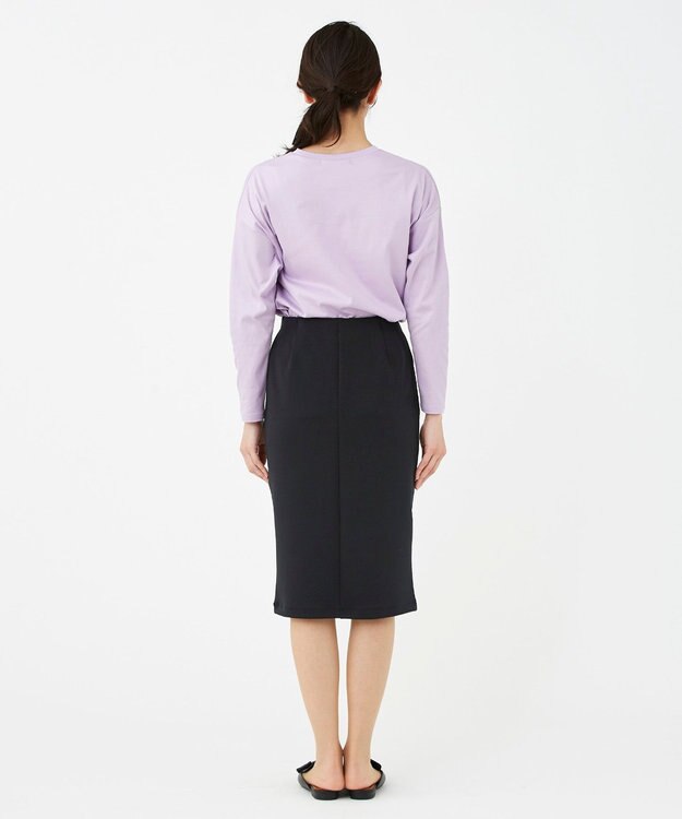 KASHIYAMA 【抗菌繊維】スタイリッシュジャージー ロングスカート ブラック