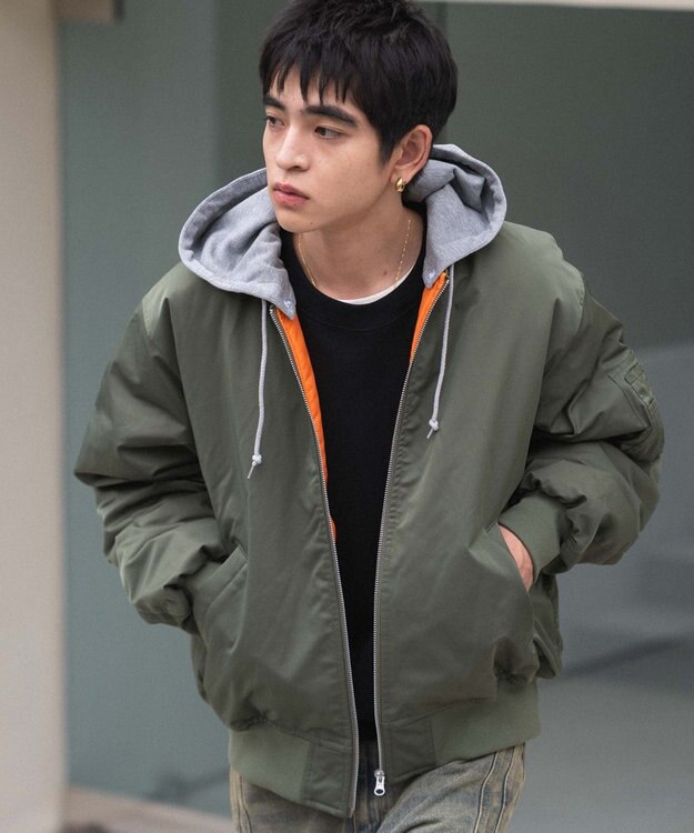 WEGO 【ユニセックス着用ITEM】2WAYフードパファーMA－1 カーキ