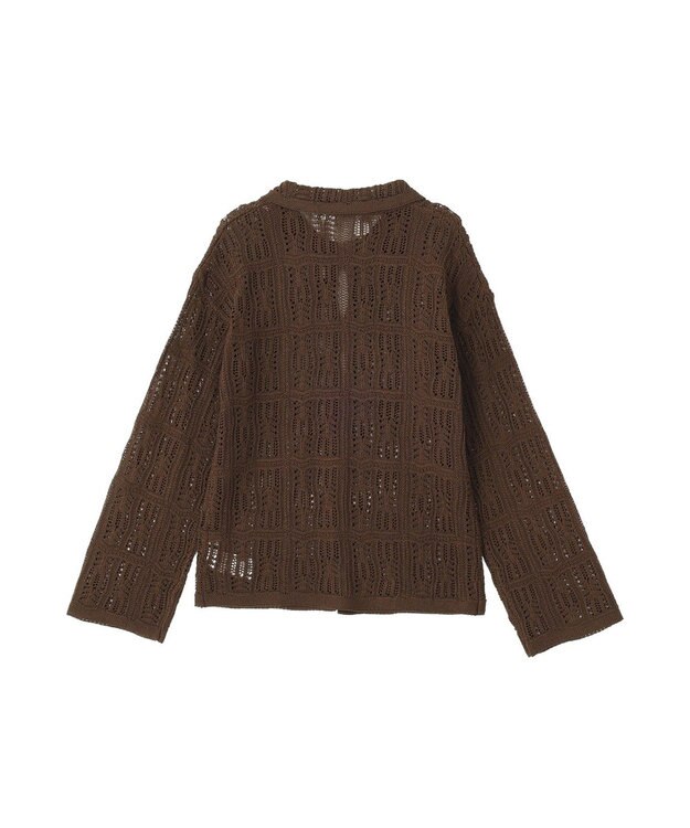 earth music&ecology メッシュレース襟付きカーディガン Brown