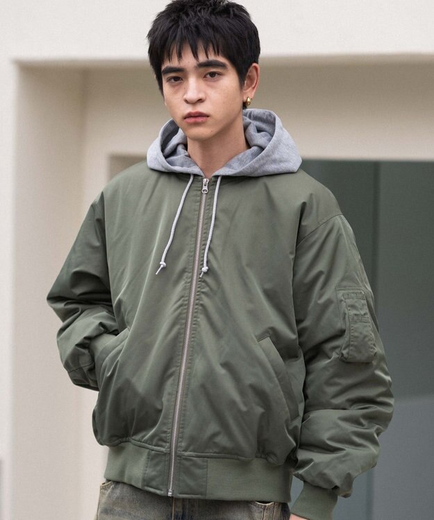 WEGO 【ユニセックス着用ITEM】2WAYフードパファーMA－1 カーキ