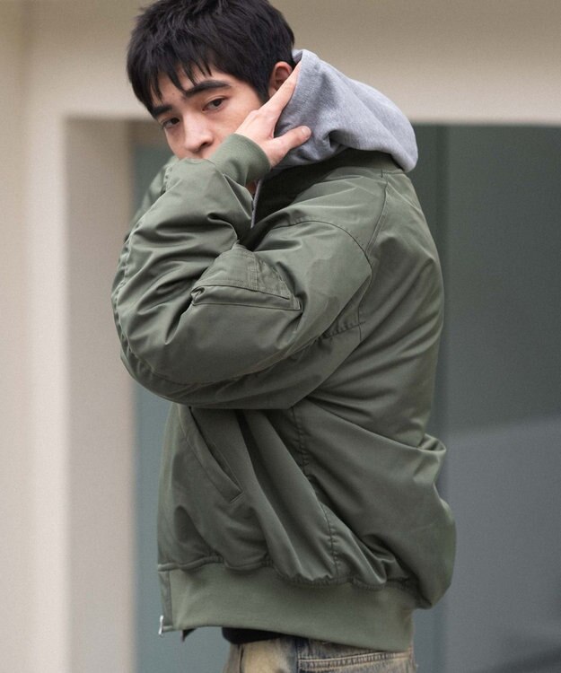 WEGO 【ユニセックス着用ITEM】2WAYフードパファーMA－1 カーキ