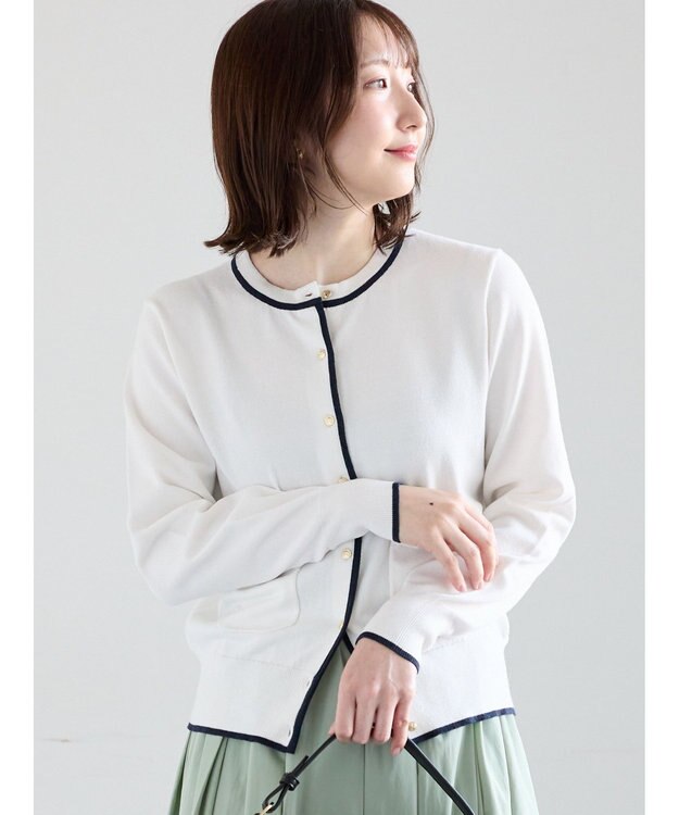 Te chichi ポケット付きクルーネックカーディガン オフホワイト