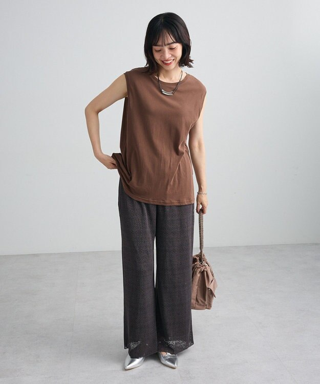 Green Parks シアーノースリーブプルオーバー Brown