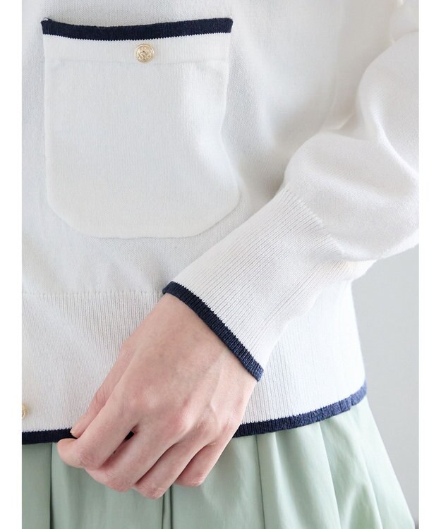 Te chichi ポケット付きクルーネックカーディガン オフホワイト