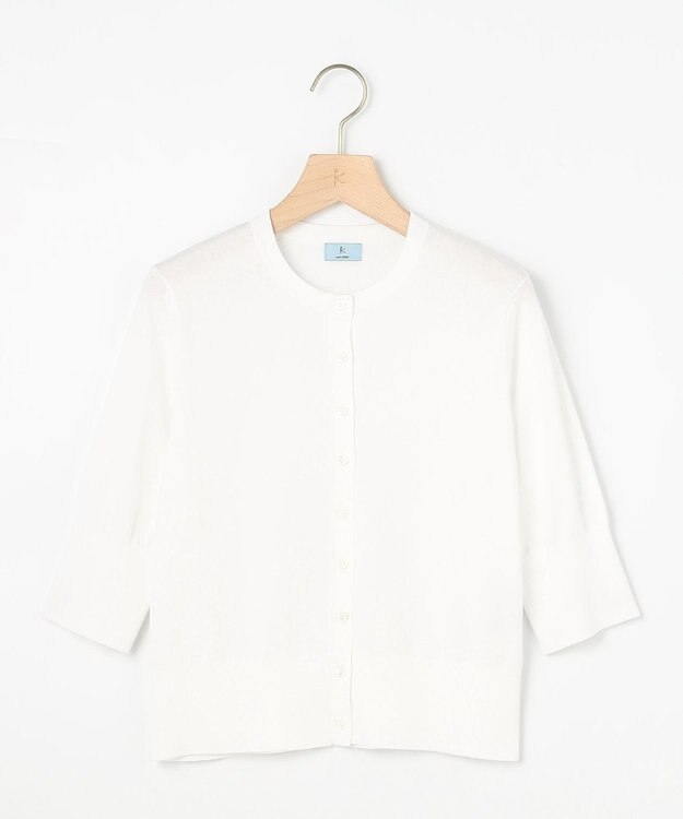 組曲 L ドライタッチ 5分袖カーディガン アイボリー系