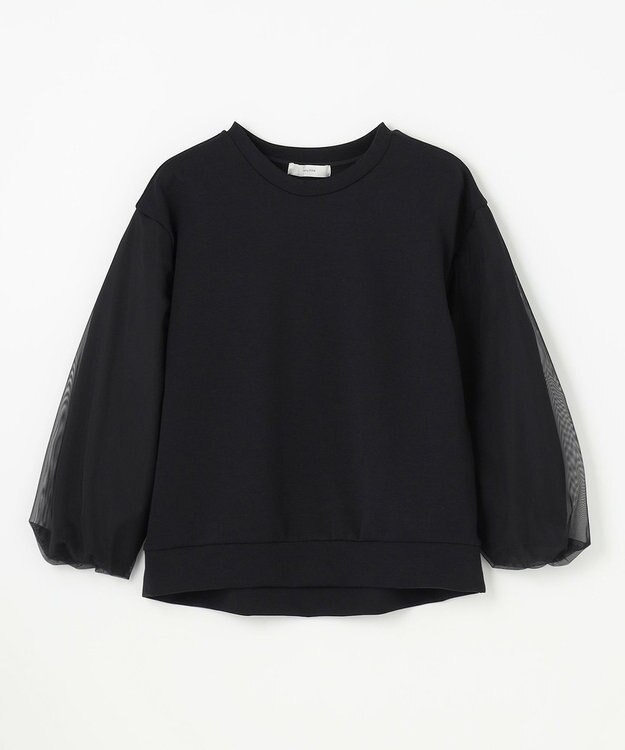 ANY L 【洗濯機可】チュールコンビダンボールプルオーバー ブラック