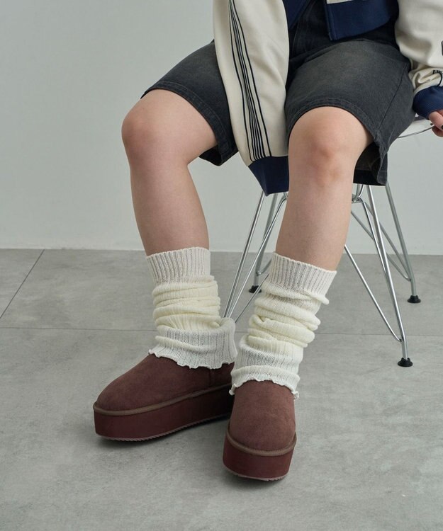 WEGO 【暖かい】厚底ショートFムートンブーツ ブラウン