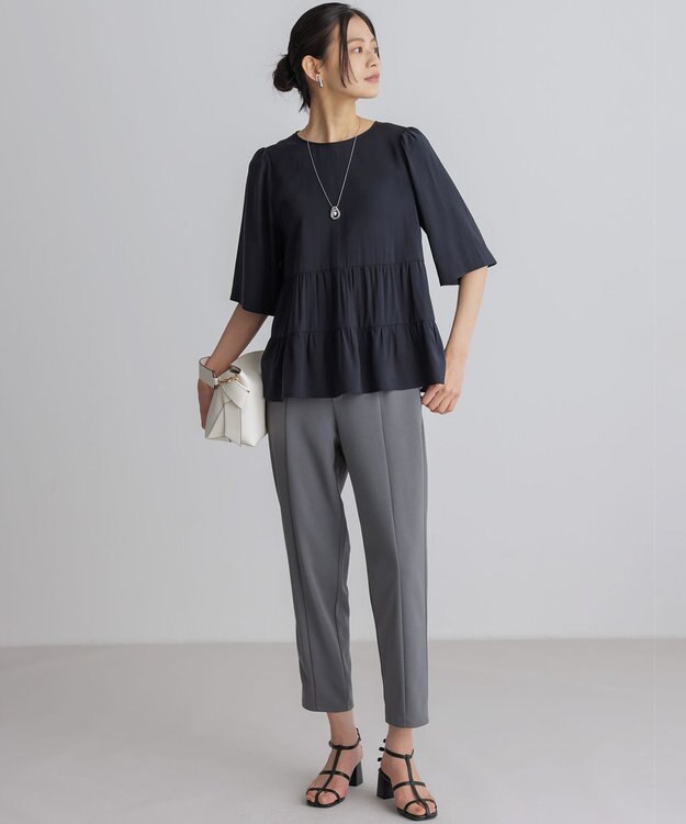 組曲 【WEB限定】ジョーゼットジャージーテーパード パンツ グレー系