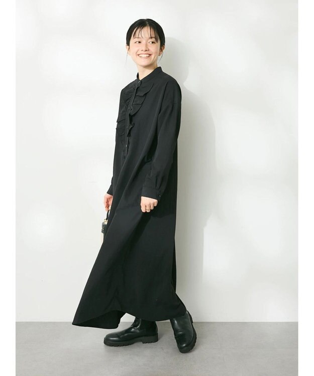 CRAFT STANDARD BOUTIQUE デシンフリルワンピース Black