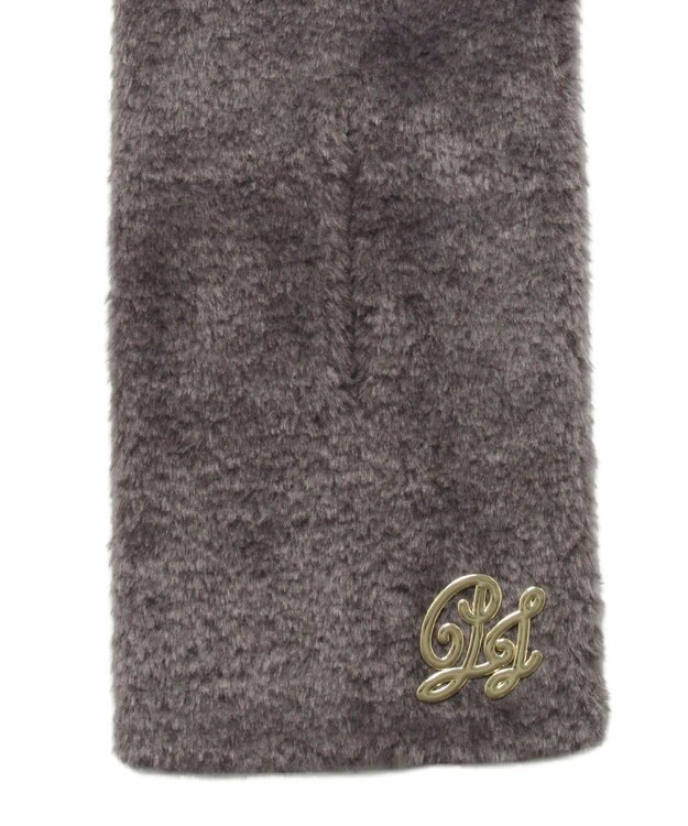 MOONBAT PAUL & JOE ACCESSOIRES フェイクファーブローチマフラー ダークグレー