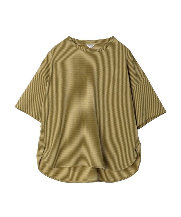 AMERICAN HOLIC 接触冷感裾ラウンドカットプルオーバー Border Yellow