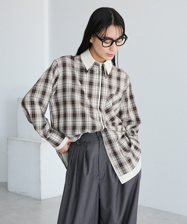 CRAFT STANDARD BOUTIQUE レイヤードライクチェックシャツ Brown