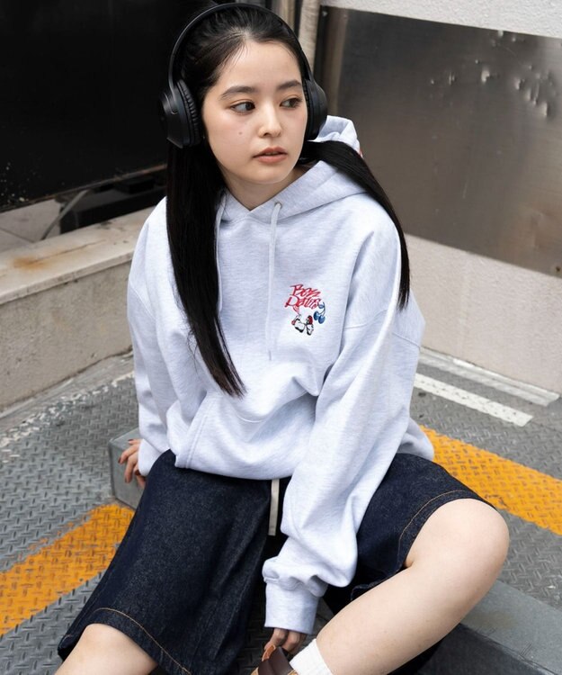 WEGO 【ユニセックス着用ITEM】別注BENDAVISグラフィックプルパーカー アッシュグレー