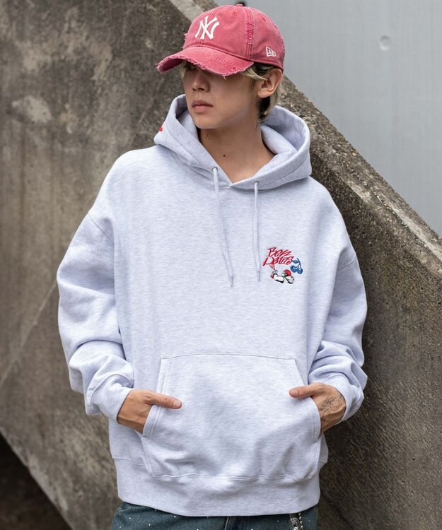 WEGO 【ユニセックス着用ITEM】別注BENDAVISグラフィックプルパーカー アッシュグレー