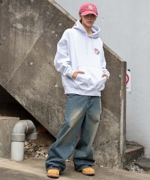 WEGO 【ユニセックス着用ITEM】別注BENDAVISグラフィックプルパーカー アッシュグレー