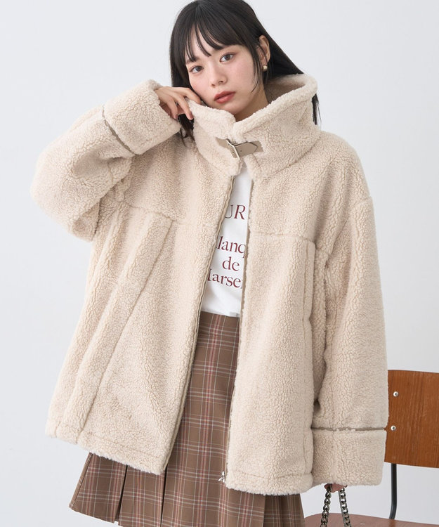 earth music&ecology ボアZIPブルゾン Ivory