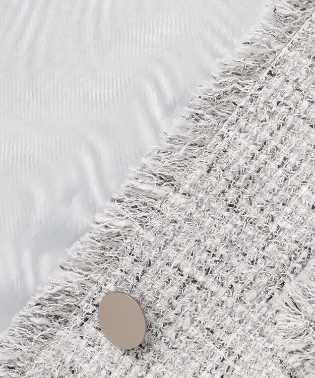 ICB ライトブッチャーツイード ノーカラージャケット ライトグレーミックス