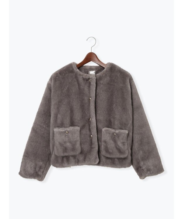 Te chichi グラデーションファーノーカラージャケット《2025winter catalog item》 グレー