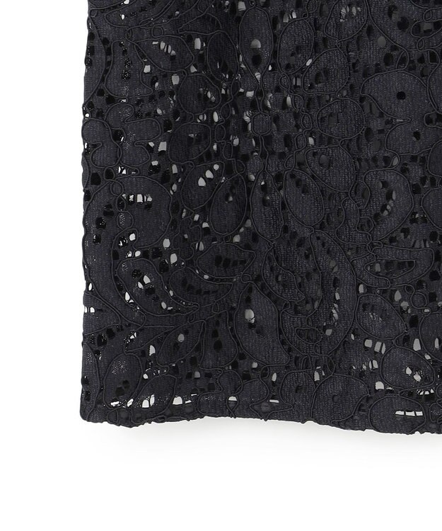 ICB L 【洗える】 ナイロンコードレース ブラウス ブラック系