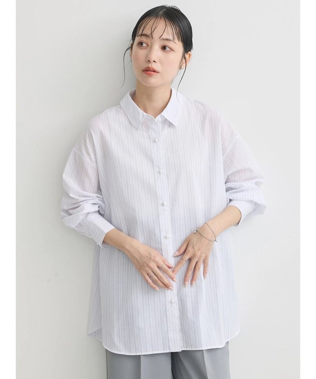 earth music&ecology パールボタンオーバーシャツ Off White