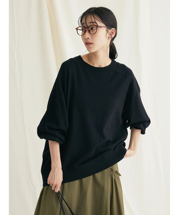 CRAFT STANDARD BOUTIQUE とてもちクルーネックニットプルオーバー Black
