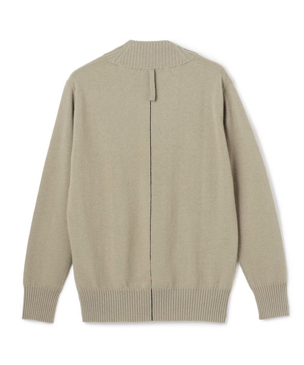 BEIGE， 【洗える】POMPE / ウールカシミヤ配色ラインVネックニット L.Khaki×Black