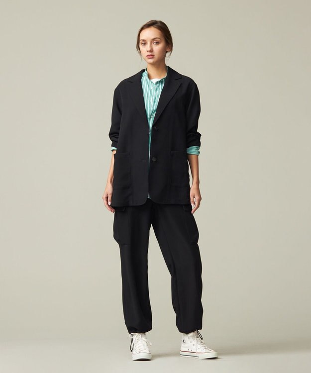J.PRESS YORK STREET 【WOMEN】ジャージライクツイル シングルジャケット ブラック系