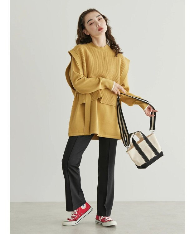 AMERICAN HOLIC 美・美・美　ポンチフレアパンツ Black