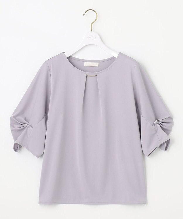 ANY SIS 【接触冷感・吸水速乾・UVケア】エアリードレープスムース タックスリーブ ブラウス ラベンダー