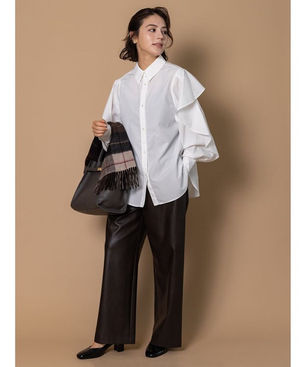 Te chichi 【泉 里香さん着用・Oggi.jp10/23掲載】ラッフルスリーブシャツ ホワイト